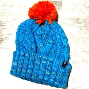 ADORA Hand Knitted Beanie NWOT Blue/Orange